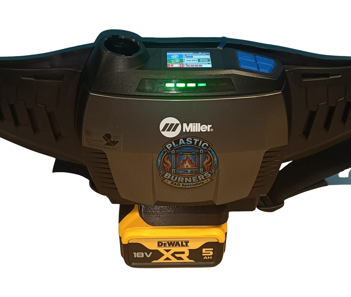 DeWalt® 18V / 20V MAX / FLEXVOLT → Miller® PAPR2 / Vortex HDV Battery Adapter – Premium Series
